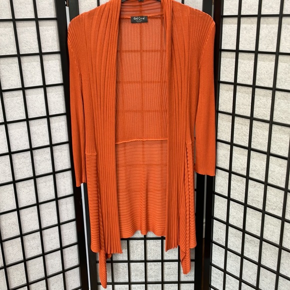 Vintage Red Coral, Open Sweater Deep Orange, Sz Large? - Picture 2 of 8